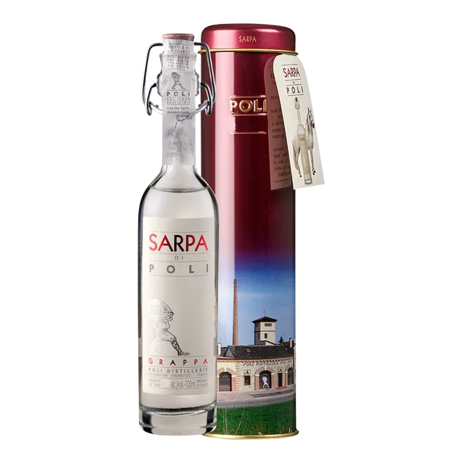 Grappa Sarpa di Poli ‚Baby‘ - in Geschenkröhre 0,1l